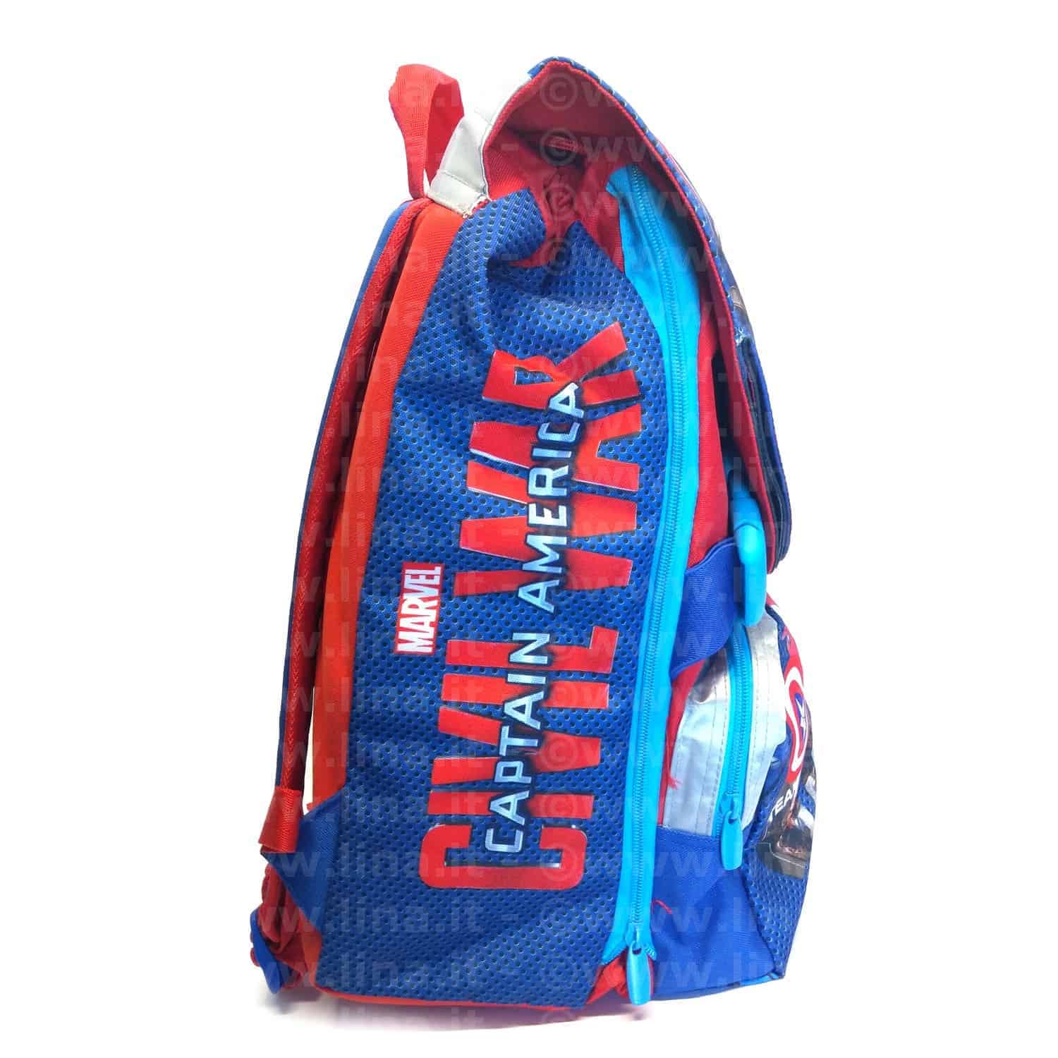 Zaino Captain America Civil War Sdoppiabile - Capacità 28 Litri, In Poliestere, Con Superpattina Gadget, Per Scuola E Tempo Libero