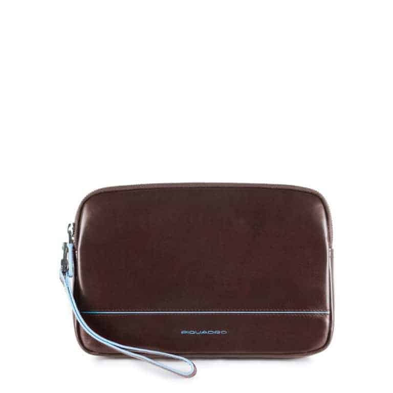 Pochette Piquadro da polso maschile con laccio in pelle Blue Square mogano a 175.00