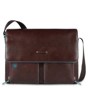 Messenger Piquadro porta pc c/patta pelle Blue Square mogano