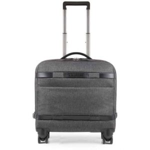 Cartella trolley Piquadro 4 ruote pelle tessuto Pegasus grigio
