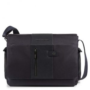 Messenger Piquadro porta pc pelle e tessuto Brief blu