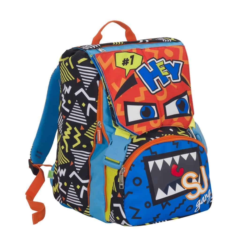 Sj Face Seven School Pack Boy Zaino Estensibile Astuccio Blu