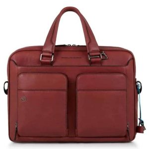 Cartella Piquadro sottile 2 manici pelle Black Square rosso