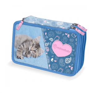 Astuccio Rachaelhale 3 zip gatto Jensen azzurro