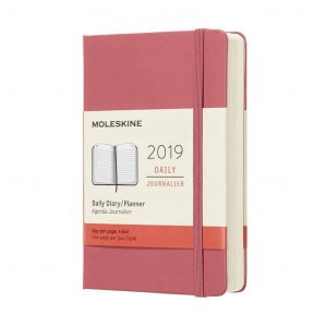 Agenda Giornaliera Moleskine 2019 12 Mesi Tascabile 9x14 Copertina Rigida Rosa