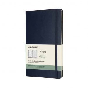 Agenda Moleskine 2019 12 mesi settimanale con spazio per note13x21 rigida blu