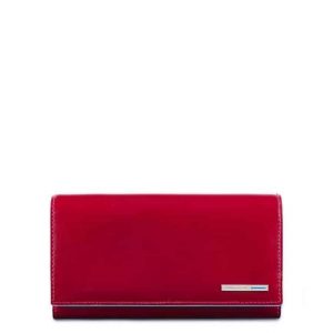 Portafoglio Piquadro donna 3 soffietti in pelle Blue Square rosso