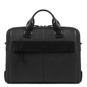 Cartella Piquadro porta pc due manici in pelle Pyramid nero