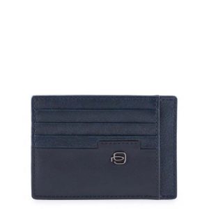 Bustina Piquadro porta carte credito tascabile in pelle Line blu