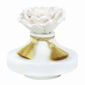 Diffusore "Angèlique" Mathilde M per ambiente con rosa in ceramica bianca