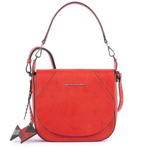 Tracolla media Piquadro donna Muse in pelle rosso