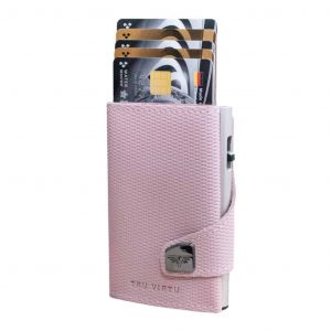 TRU VIRTU Porta carte di credito in Pelle CLICK & SLIDE Rhombus Rose-Silver