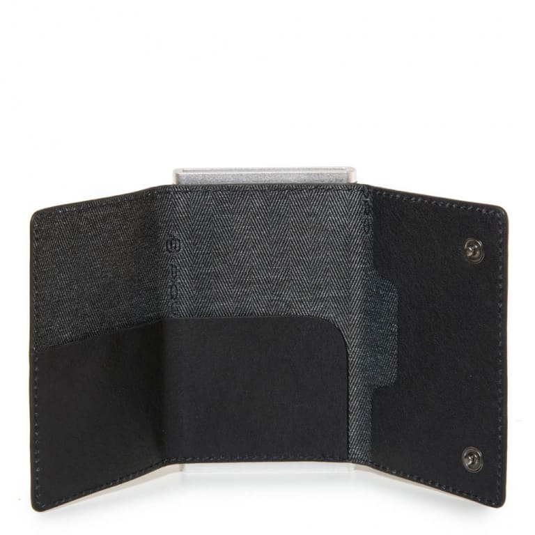 Compact Wallet Piquadro per banconote carte credito in pelle Black Square blu