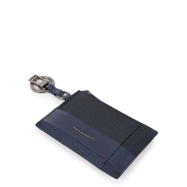 Portachiavi Piquadro con astuccio portamonete pelle e tessuto blu