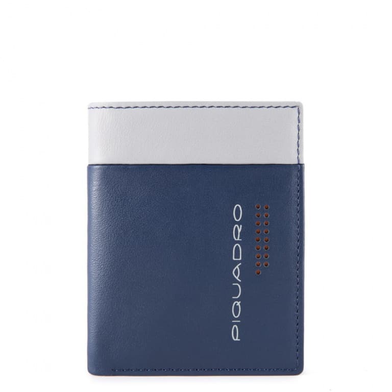 Portafogli Piquadro uomo con portamonete in pelle Urban blu grigio