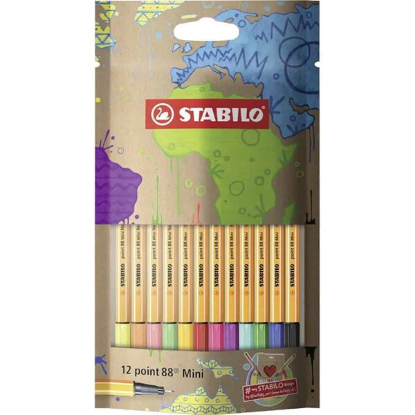 STABILO Pennarello Premium Pen 88 Mini mySTABILOdesign confezione 12 colori assortiti