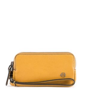 Pochette Piquadro mini due scomparti in pelle Black Square giallo