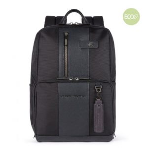 Zaino Piquadro porta pc in pelle e tessuto Brief 2 nero