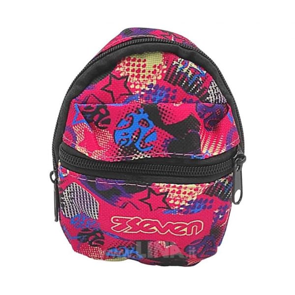 Seven Mini Zaino Portachiavi con Moschettone e Accessori Assortiti Colorful Viola