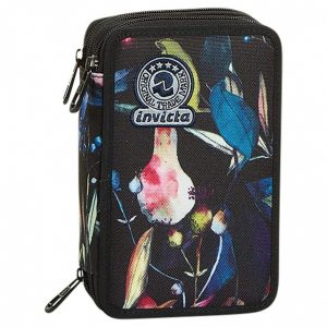 Astuccio 3 Scomparti Invicta WildFlowers Nero