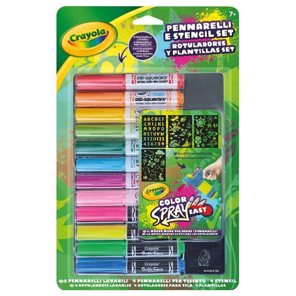 Crayola Ricarica Color Spray Esay 8 pennarelli 4 pennarelli tessuto 4  stencil a 10.50