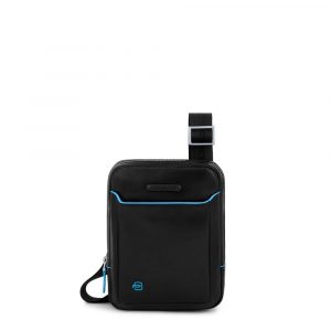 Borsello Mini Uomo in Pelle Piquadro Nero Linea Blu Square - Linea Blu Square - CA3084B2/N