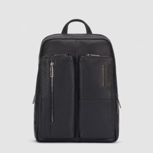 Zaino Piccolo Piquadro porta Computer 14" in pelle Ronnie Nero