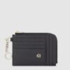 Portamonete Piqudro donna porta carte credito e portachiavi in pelle Circle Nero