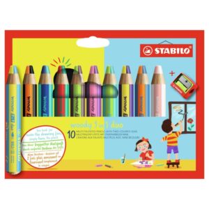 Stabilo Woody 3 in 1 Duo Confezione 10 Colori ed un Temperamatite