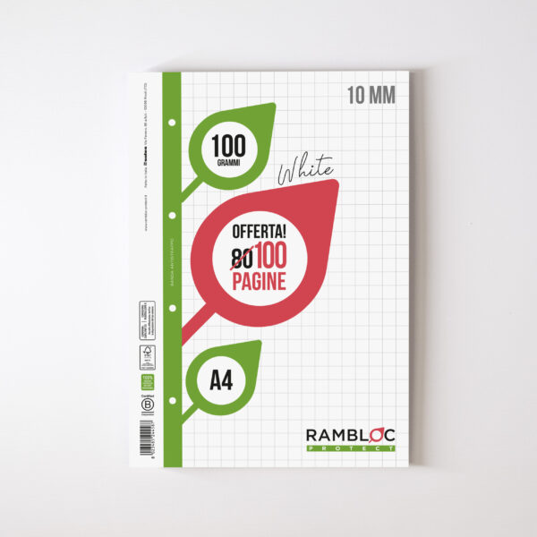 Ricambio rinforzato Rambloc 100 gr. 80+20 pagine A4 10MM 90524320N