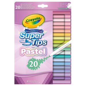 Crayola Pastel Set Super Tips Pennarelli Lavabili Punta Media Confezione da 20 Pezzi