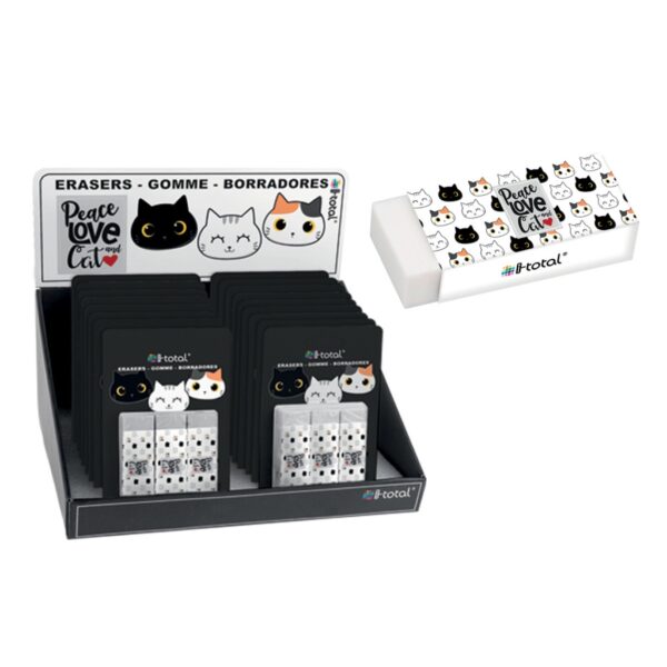 Set 3 Gomme Bianche Peace Love Cat