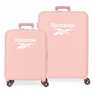 Set Trolley Reebok Rigido ABS 4 Ruote 55/70 cm rosa