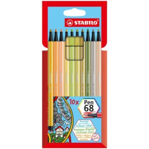 Pennarelli Pen 68 Stabilo 10 Colori Pastello Assortiti