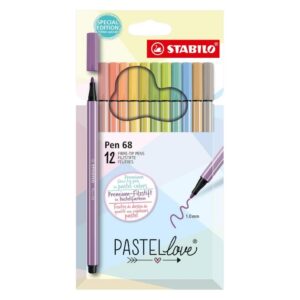 Pennarello Premium - STABILO Pen 68 - Pastellove Set - Astuccio da 12 - Colori assortiti