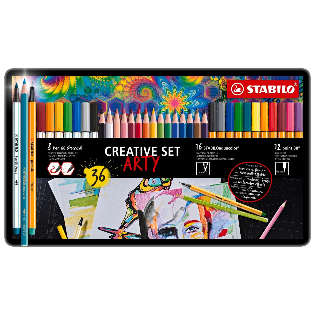 Stabilo Point 88 Arty Creative Set Confezione 8 Colori Pen 68 Brush, 12  Colori Pen 88 e 16 Matite Stabilo Acquacolor a 42.90