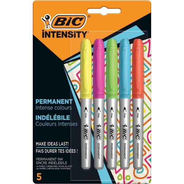 BIC Pennarelli Indelebili Colorati Confezione da 5 Colori Assortiti