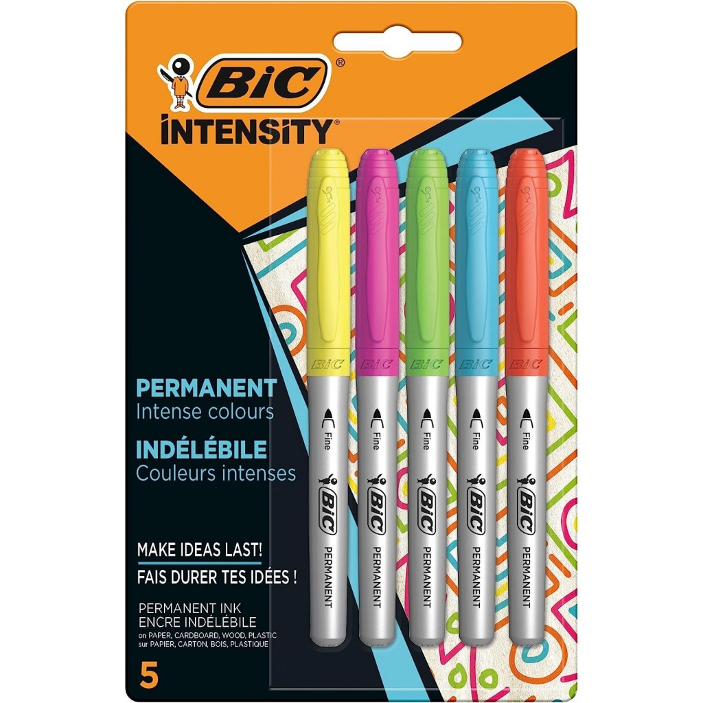 BIC Pennarelli Indelebili Colorati Confezione da 5 Colori Assortiti a 6.40