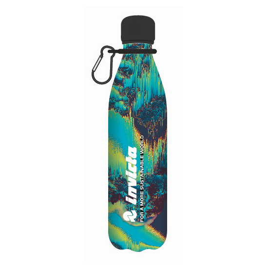 Borraccia Invicta 500ML Inox 304 Termica con Moschettone Ziply Tye & Die Azzurra