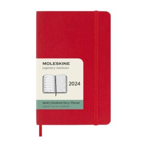 Agenda Settimanale 2024 Moleskine 9x14cm Morbida Rosso