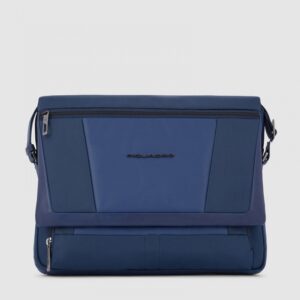 Messenger Piquadro Porta Computer 14 in Pelle e Tessuto Wallaby Blu