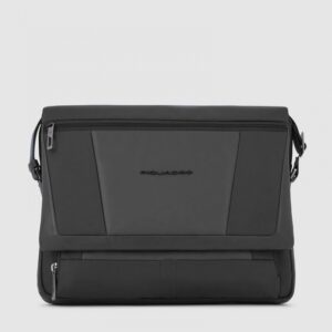 Messenger Piquadro Porta Computer 14 in Pelle e Tessuto Wallaby Nero