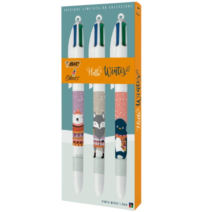 Penna Sfera 4 Colori confezione 3 Pezzi Christmas Edition