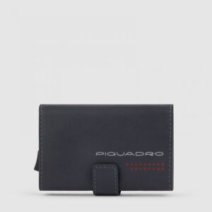 Piquadro Porta Carte di Credito in Metallo e Pelle Urban Grigio/Nero