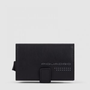 Piquadro Porta Carte di Credito in Metallo e Pelle Urban Nero
