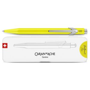 Caran d'Ache Penna a Sfera 849 Pop Line Giallo Fluo con Astuccio Metallo Slim