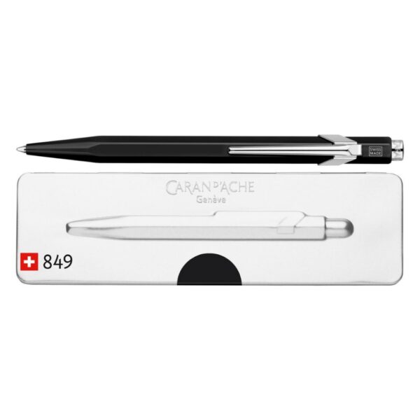 Caran d'Ache Penna a Sfera 849 Pop Line Nera con Astuccio Metallo Slim