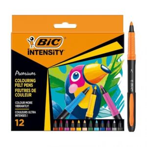 BIC Intensity Premium Confezione 12 Pennarelli Colorati per Disegnare e Colouring Book SCUOLAWEB