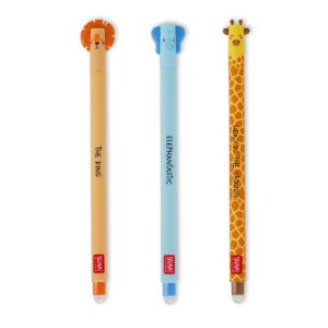 Set di 3 Penne Gel Cancellabili Wild Savannah Arancio Blu Nero