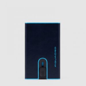 Porta Carte di Credito Piquadro con Sliding System in Pelle Blue Square Blu